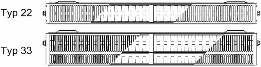 Kompaktheizkörper & Ventilheizkörper Typ 22 – 400x500 mm – Flachheizkörper 6-fach Anschluss, Weiß RAL 9016, 110°C / 10bar, inkl. Thermostatventil & Wandhalter, Warmwasser EN 442