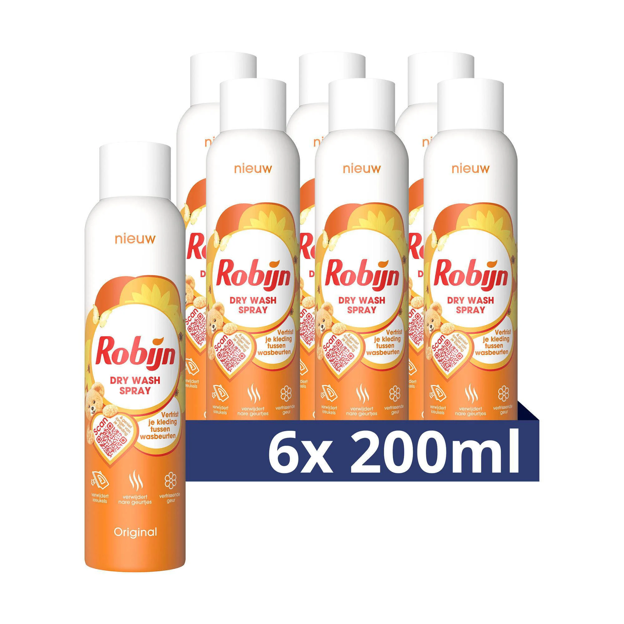 Robijn dry wash spray Original - 6 x 200 ml