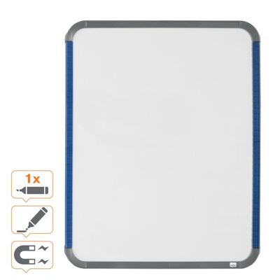 Nobo - Tableau blanc Slimline en acier laqué - 28 x 36 cm - magnétique - cadre gris