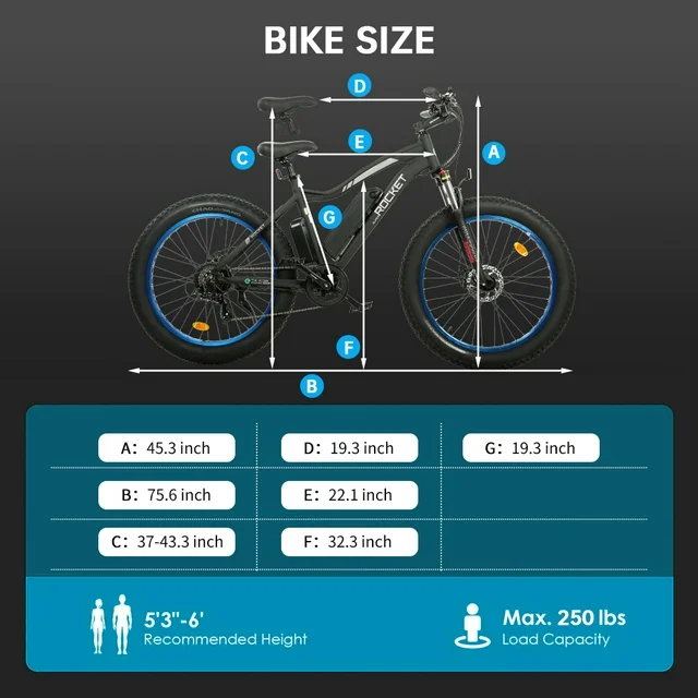 Ecotric 26 Inch Fat Tire Electric Bicycle Powerful 500 W Motor 36 V/12.5 Ah Removable Lithium Battery Beach Snow Shock Absorption Mountain for Adults