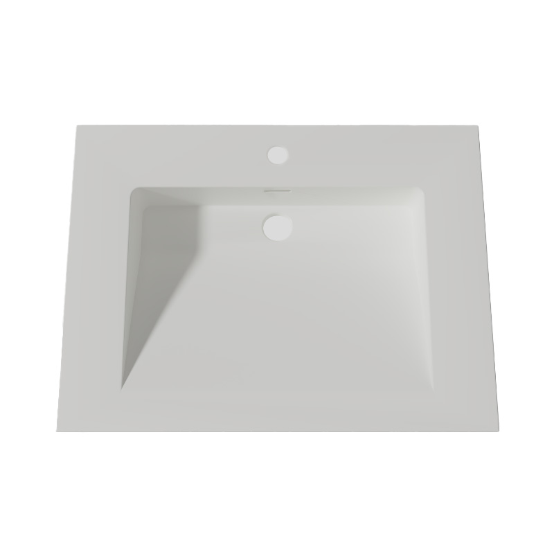 Lambini Designs Flora solid surface wastafel 60cm met kraangat wit mat