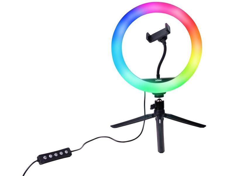 Dörr Videoleuchte Vlogging Kit VL-26 RGB Ringleuchte mit spannenden, einzigartigen Farb- und Blinkeffekten
