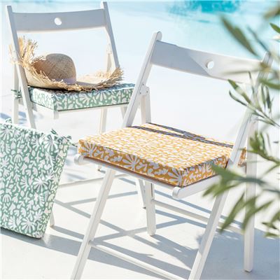 Galette de chaise petits motifs spécial extérieur