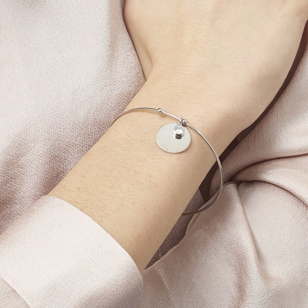 Bracelet Jonc Paula Argent Blanc Oxyde De Zirconium