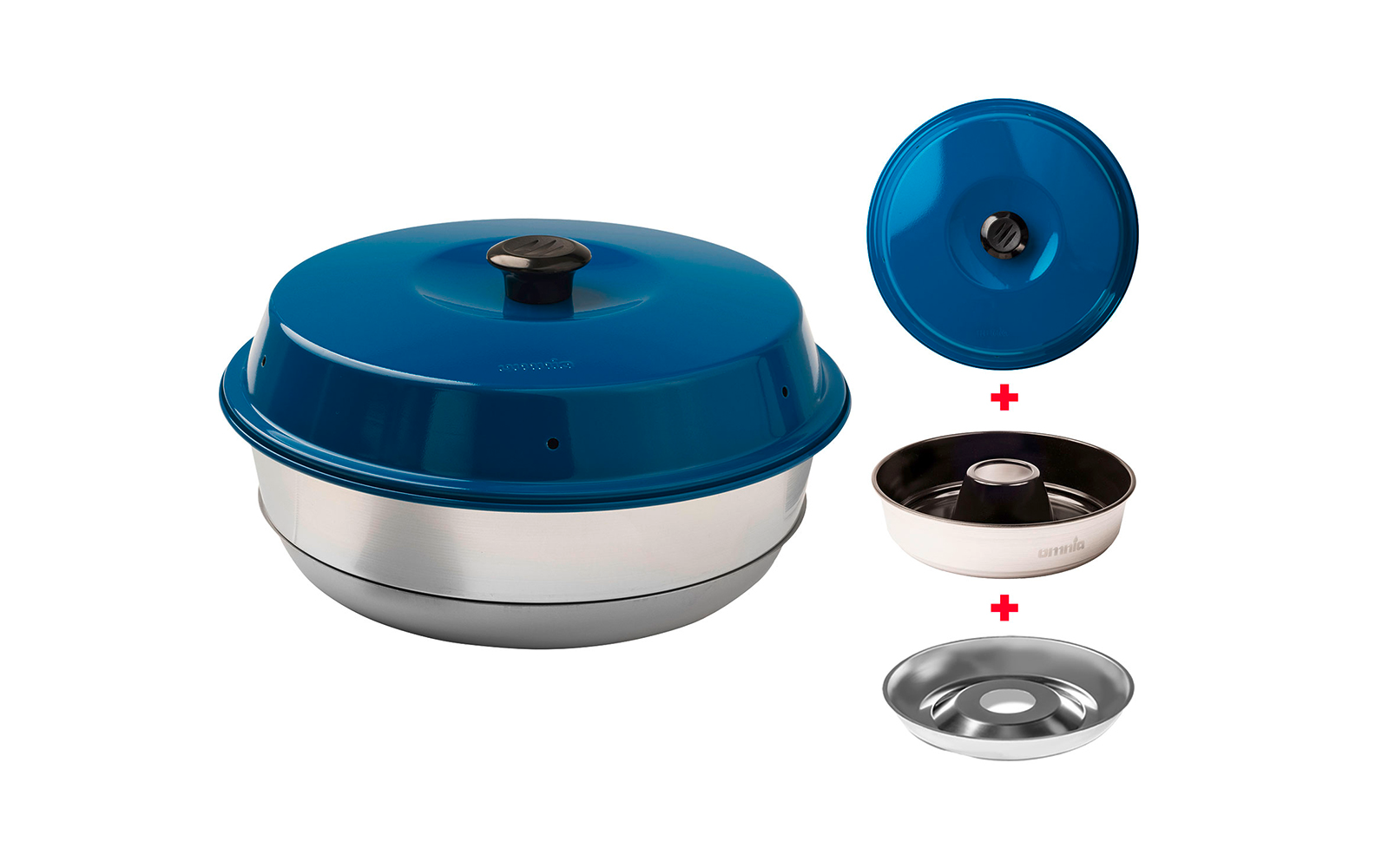 Omnia Campingbackofen Set 3-teilig mit Classicform Antihaftbeschichtung 2 Liter Blau