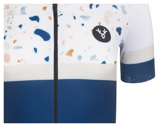 Maillot Manches Courtes Femme LeBramTerrazzo Bleu Coupe Ajustée