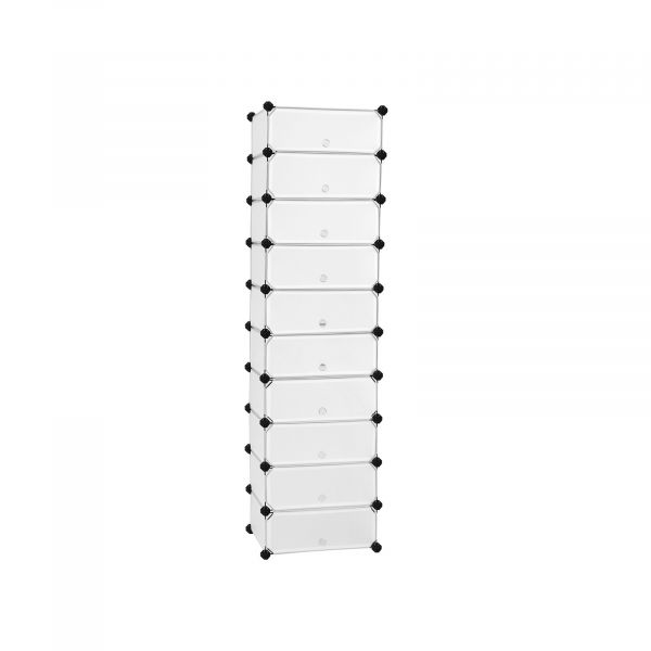 Songmics Rack de Sapatos Intertravado 40x30x17 cm Plástico com Porta Branco