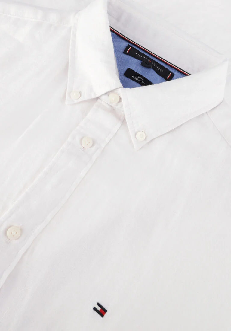 TOMMY HILFIGER witte tommy hilfiger casual overhemd pigment dyed linen rf shirt s/s