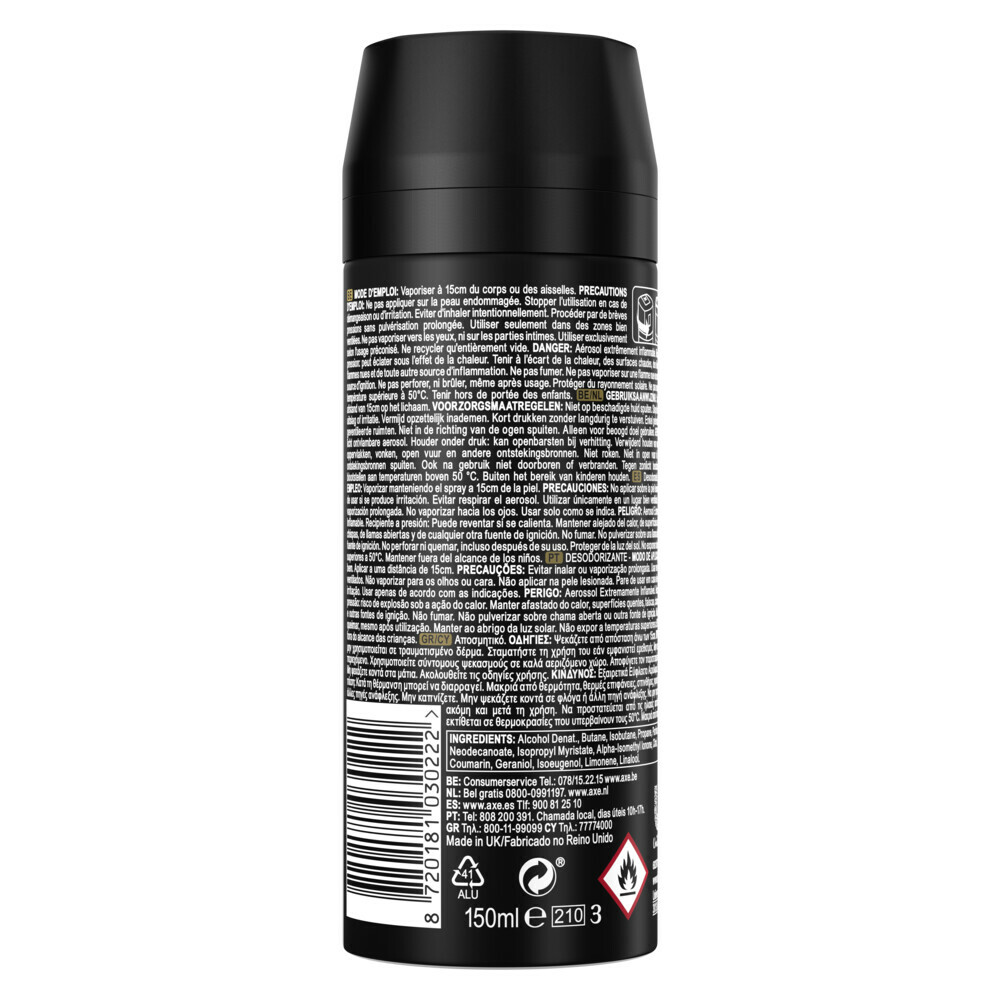 6x Axe Deodorant Bodyspray Gold Temptation150 ml