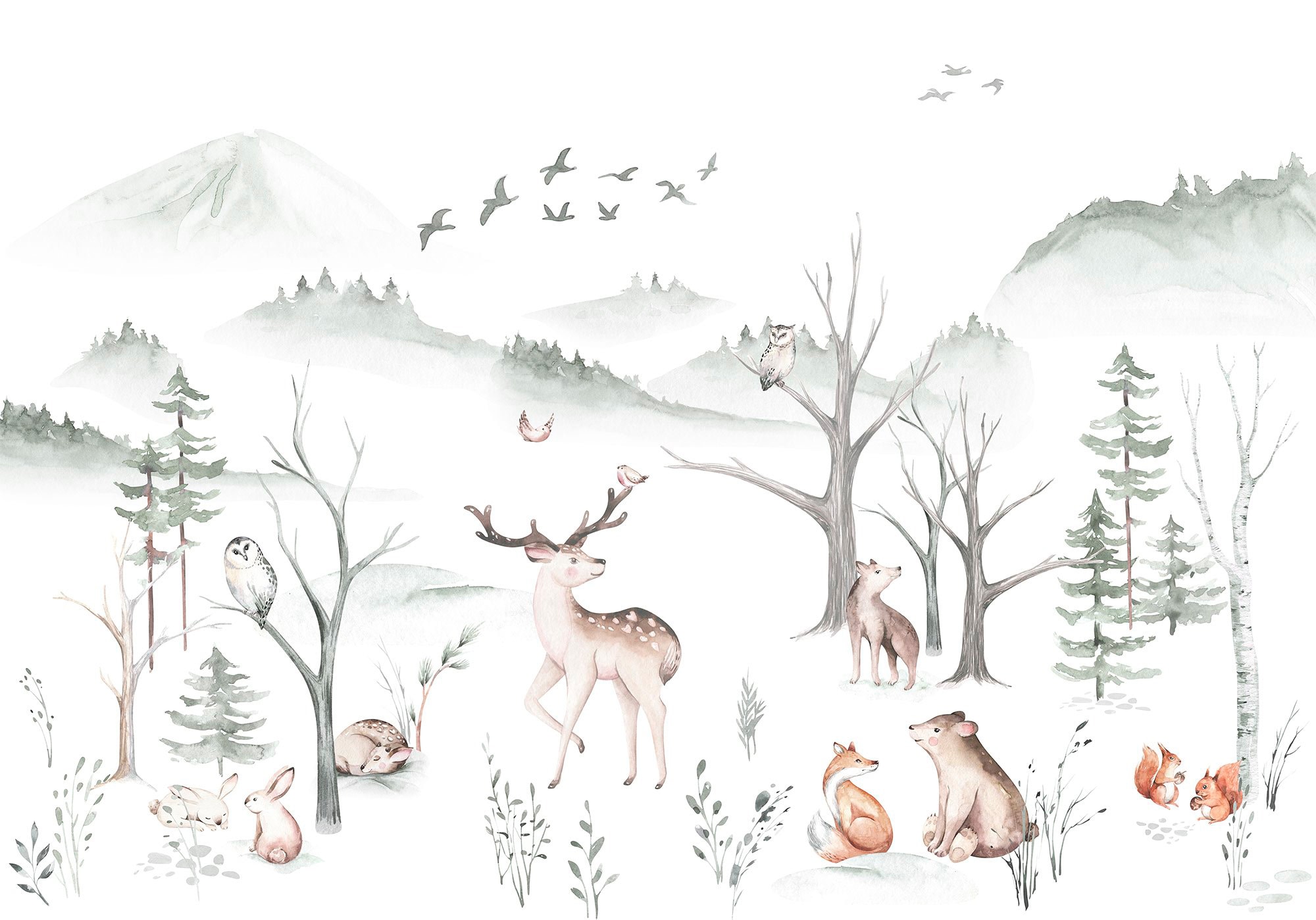 Komar Vliestapete »Digitaldruck Vlies -  Cozy Woods - Grösse 400 x 280 cm« bedruckt glatt Kinderzimmer