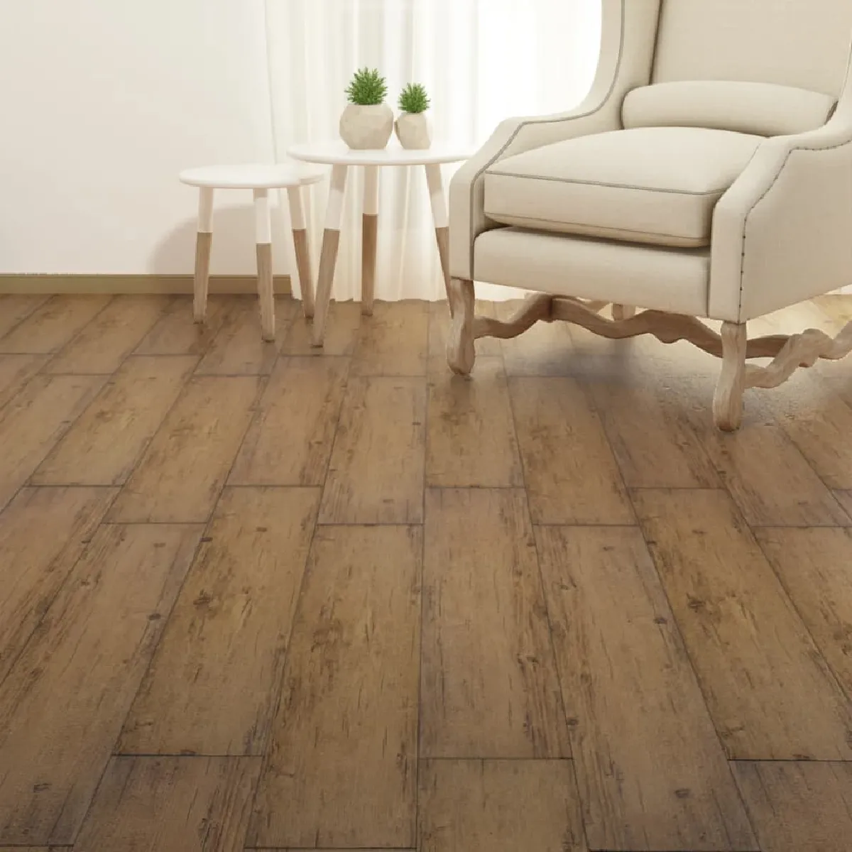 vidaXL - Planches de plancher PVC 5,26 m² - Marron noyer