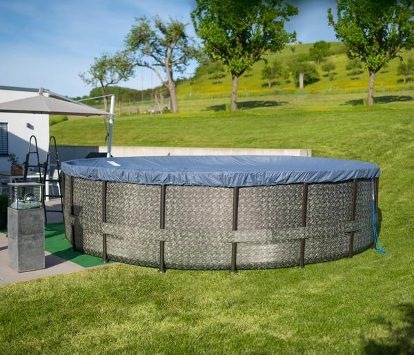 Summer Waves Frame Pool Rattan, grau