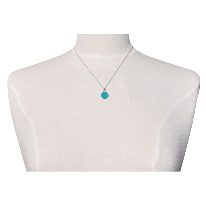 Pendentif Argent Rond Dentelé de Turquoise
