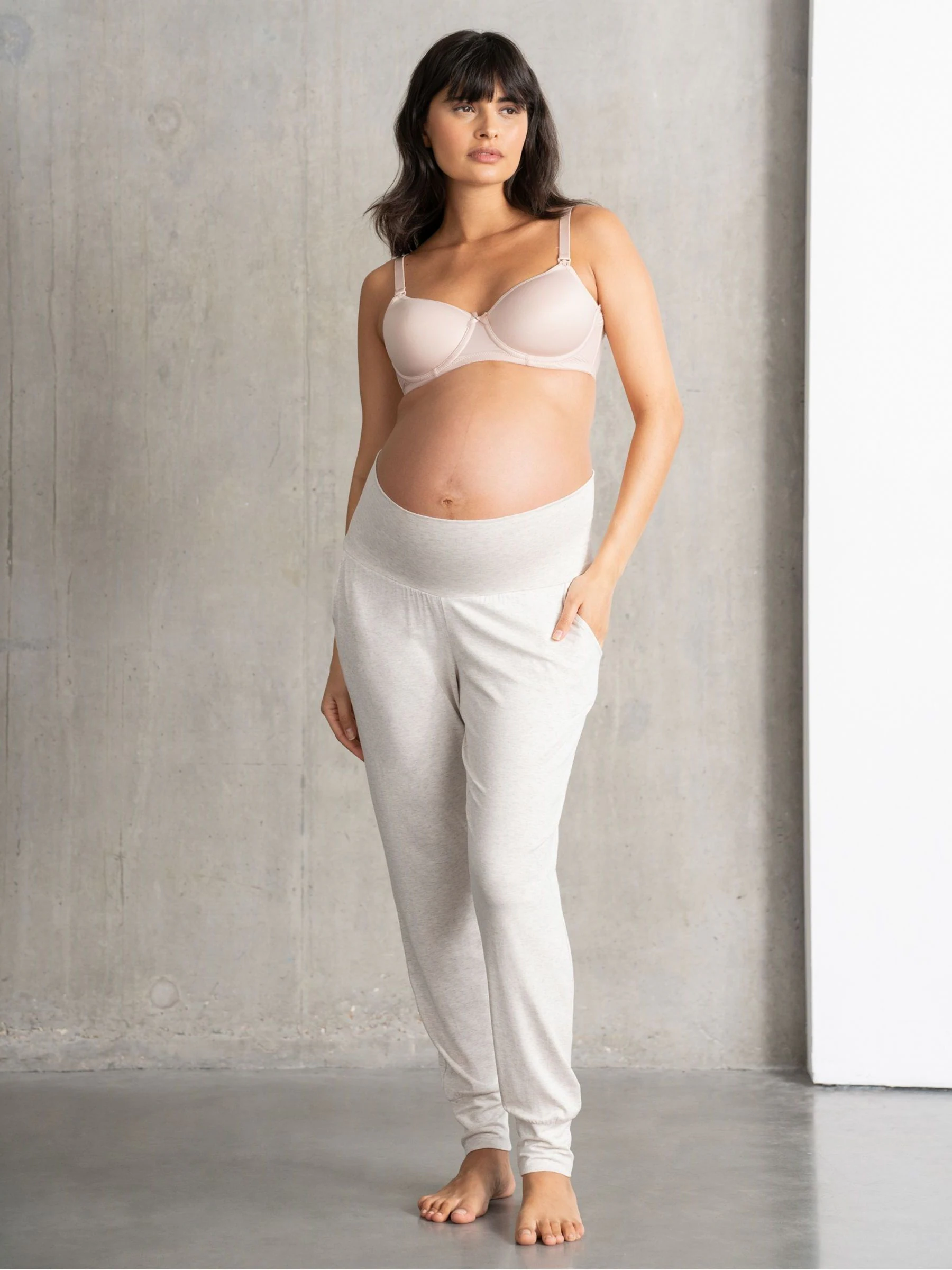 Gemêleerd havermoutkleurig - Seraphine Loungewear Pyjama's Set voor zwangerschap en borstvoeding