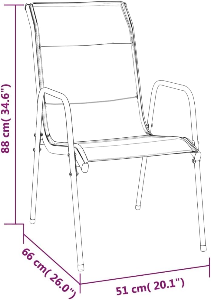 7-TLG. Garten-Essgruppe Schwarz, Stahl und Textilene, 200x100cm Tisch mit 6 Stühlen, robust für Terrasse, Balkon, Outdoor Patio Möbel Set