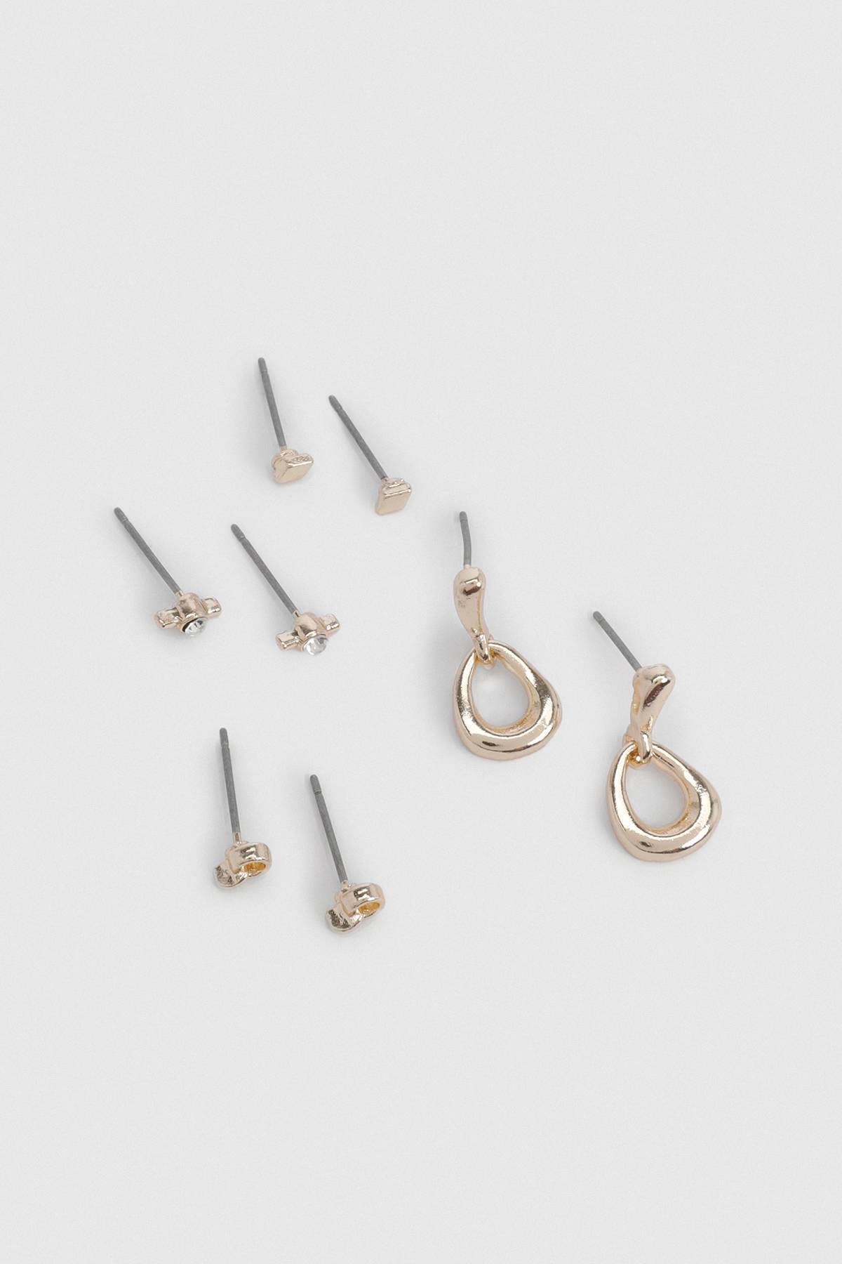 boohoo Lot De 4 Paires De Boucles D'oreilles Clous Abstraites