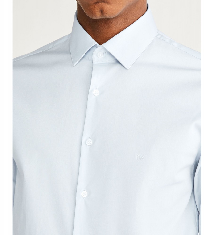 Camisa Calvin Klein Azul Ajustada em Popeline