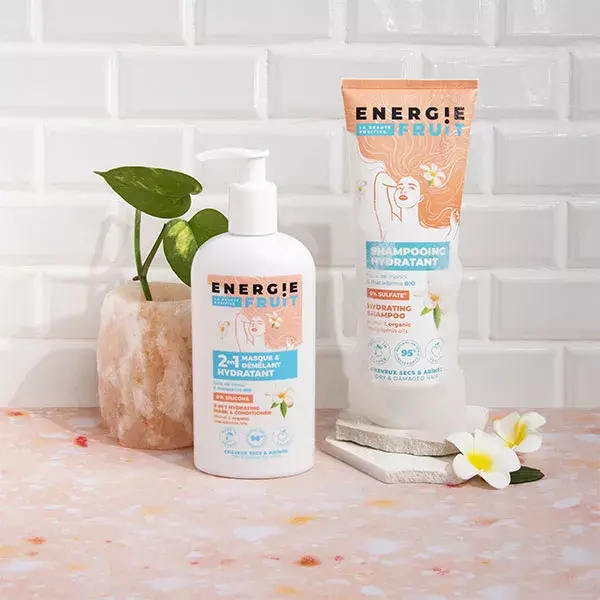 Energie Fruit 2 en 1 Cheveux Abimés Masque Monoï & Huile de Macadamia Bio 300ml