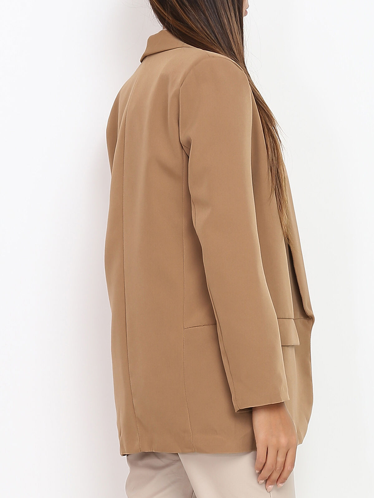 Blazer à col châle- Camel foncé