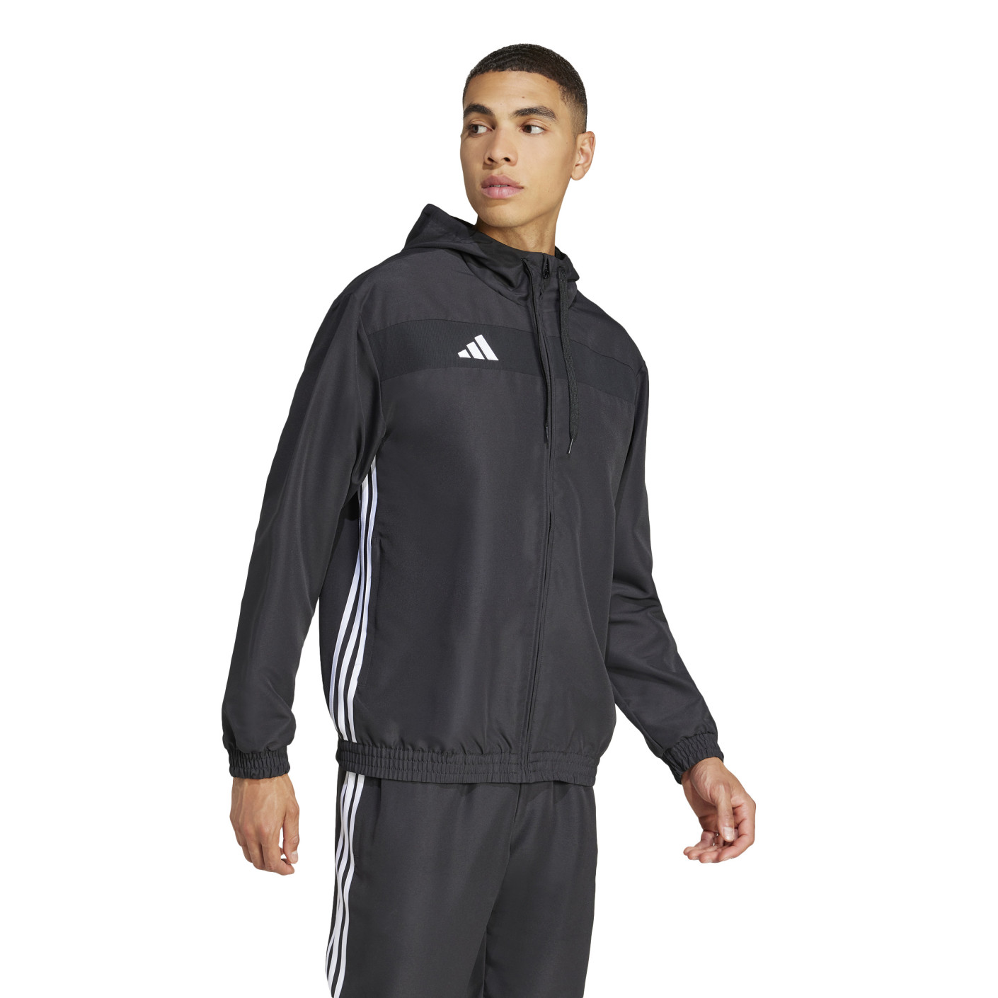 Adidas Tiro 25 Essential Trainingsjack Woven Hooded Zwart Wit