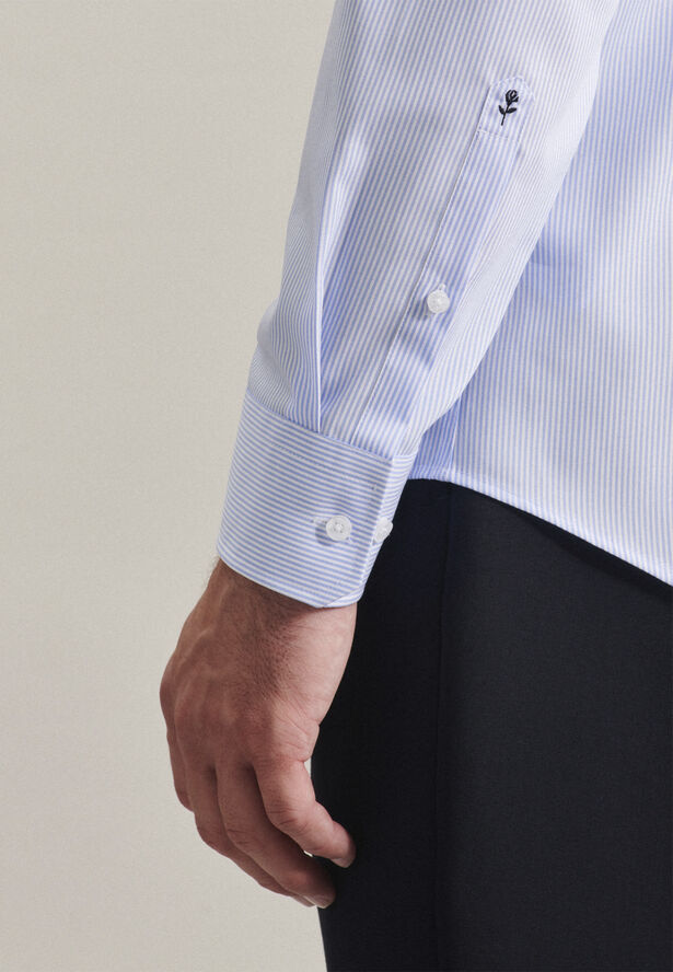 Seidensticker Business Shirt Slim Long sleeve Kent-Collar Stripes Light blue
