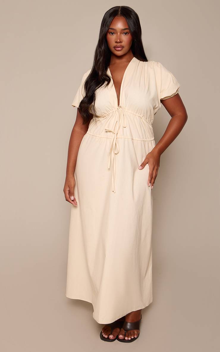 Buttermilk Robe Midi En Coton Grande Taille À Nœud Devant