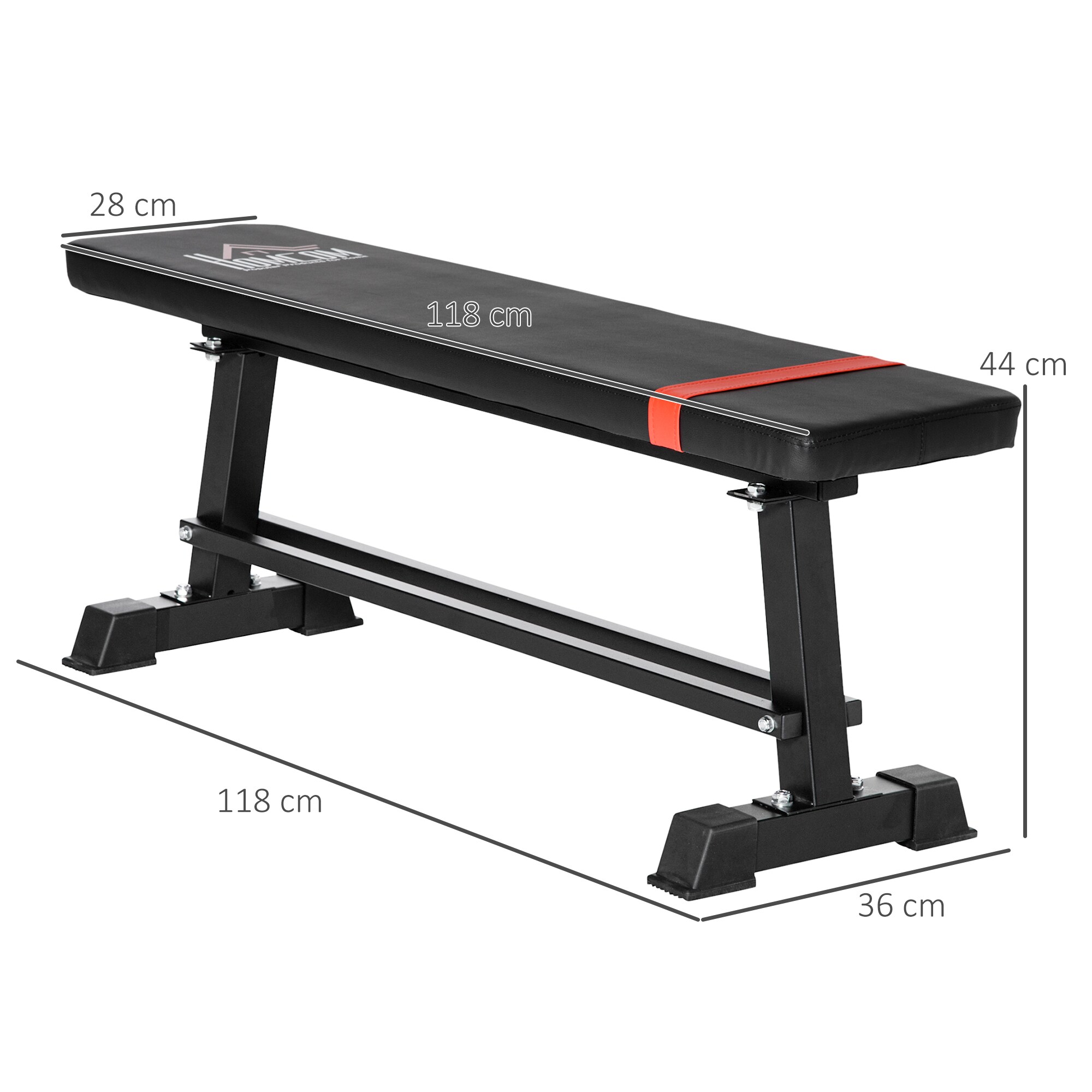 HOMCOM Hantelbank mit Sitzkissen schwarz 118L x 36B x 44H cm