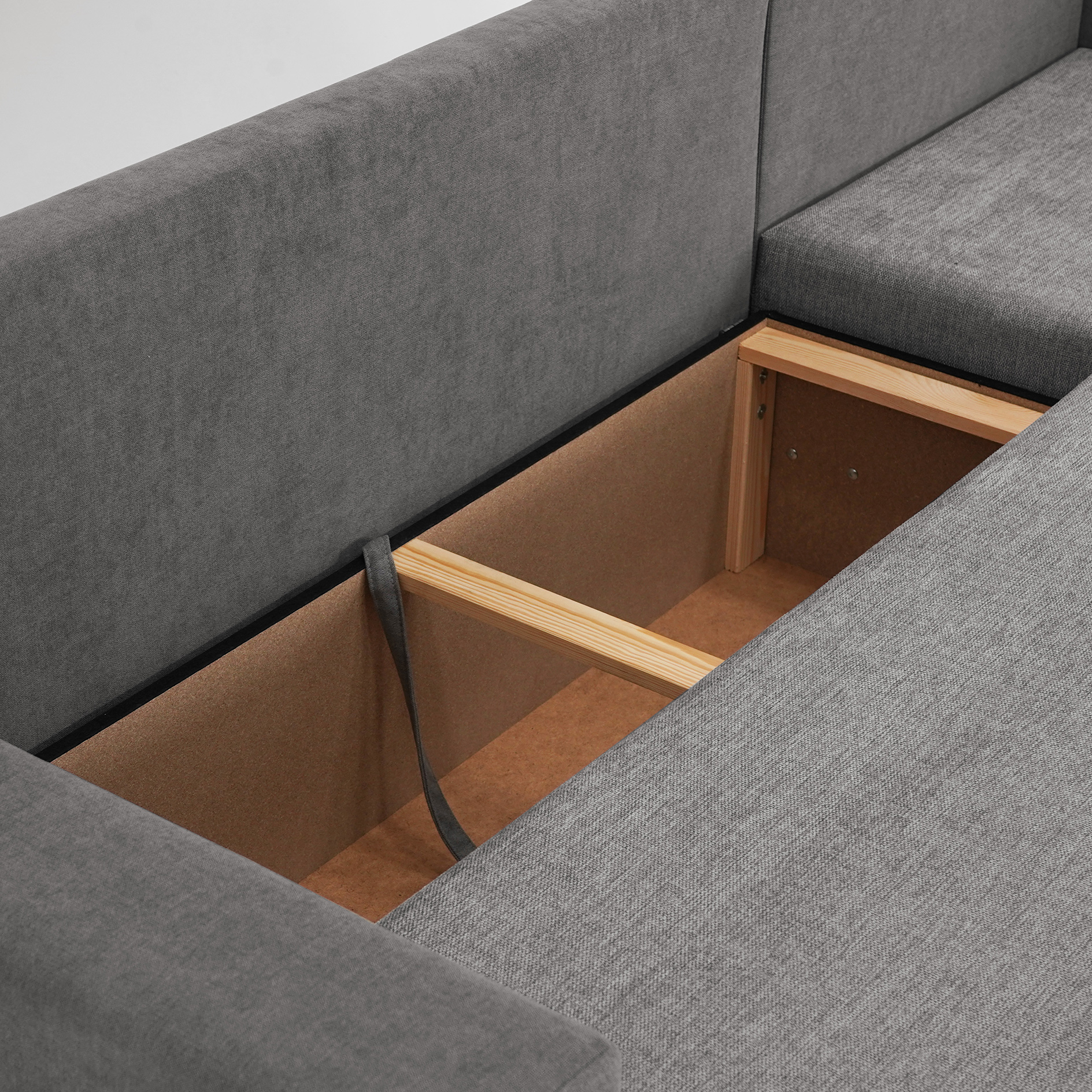 Ecksofa - pewter-grau - Liegefunktion - Staukasten - Ottomane rechts