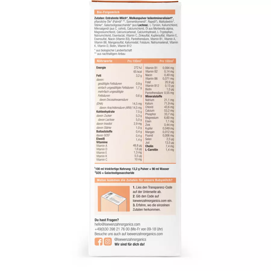 löwenzahn organics Folgemilch 3 500 g ab dem 10+ Monat