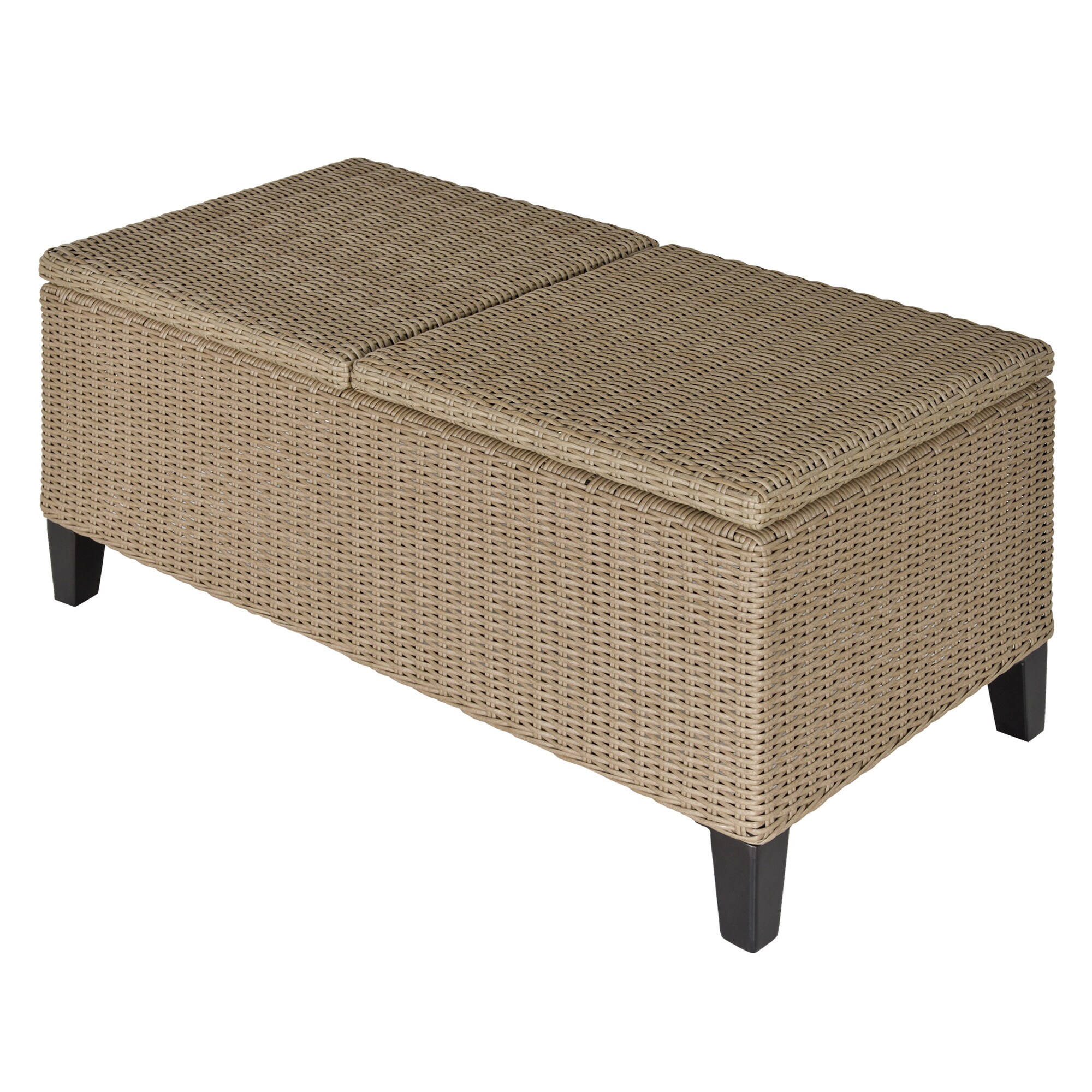 Outsunny 2in1 Gartentisch mit Stauraum khaki 103 x 50 x 45 cm