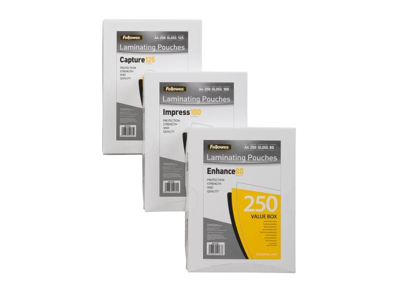 Fellowes Laminierfolie A4, , 250 Stück, Glänzend 250 Laminierfolien Glänzend