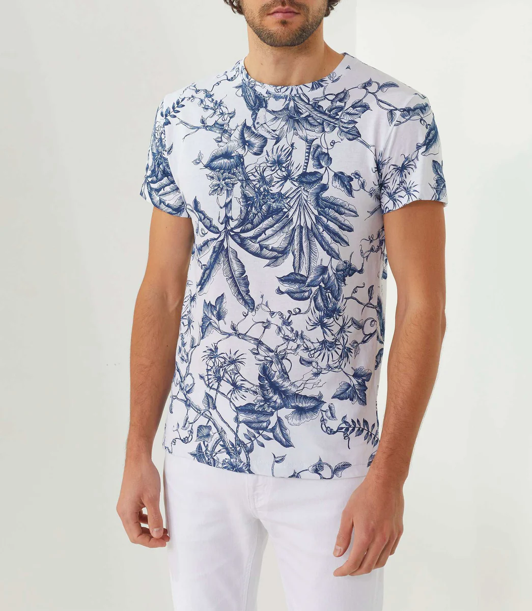 T-shirt col rond imprime blanc 