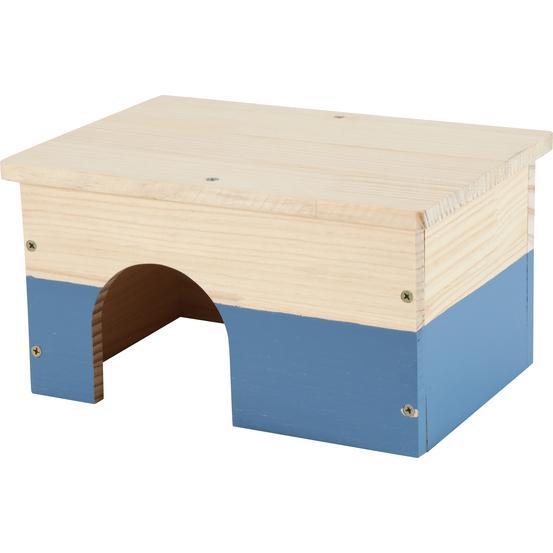 Maison en bois Neolife bleue pour cochon d'inde L.22.5 l.31.0 H.5.5 cm