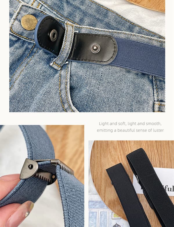 INF Elastisk belte uten spenne, unisex Sort  M
