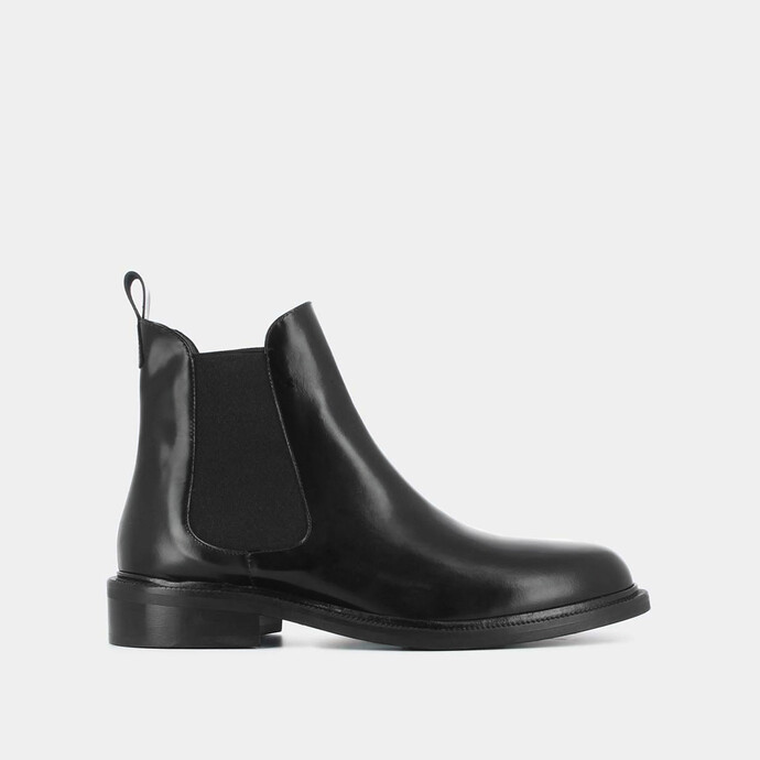 Boots chelsea  en cuir glassé noir