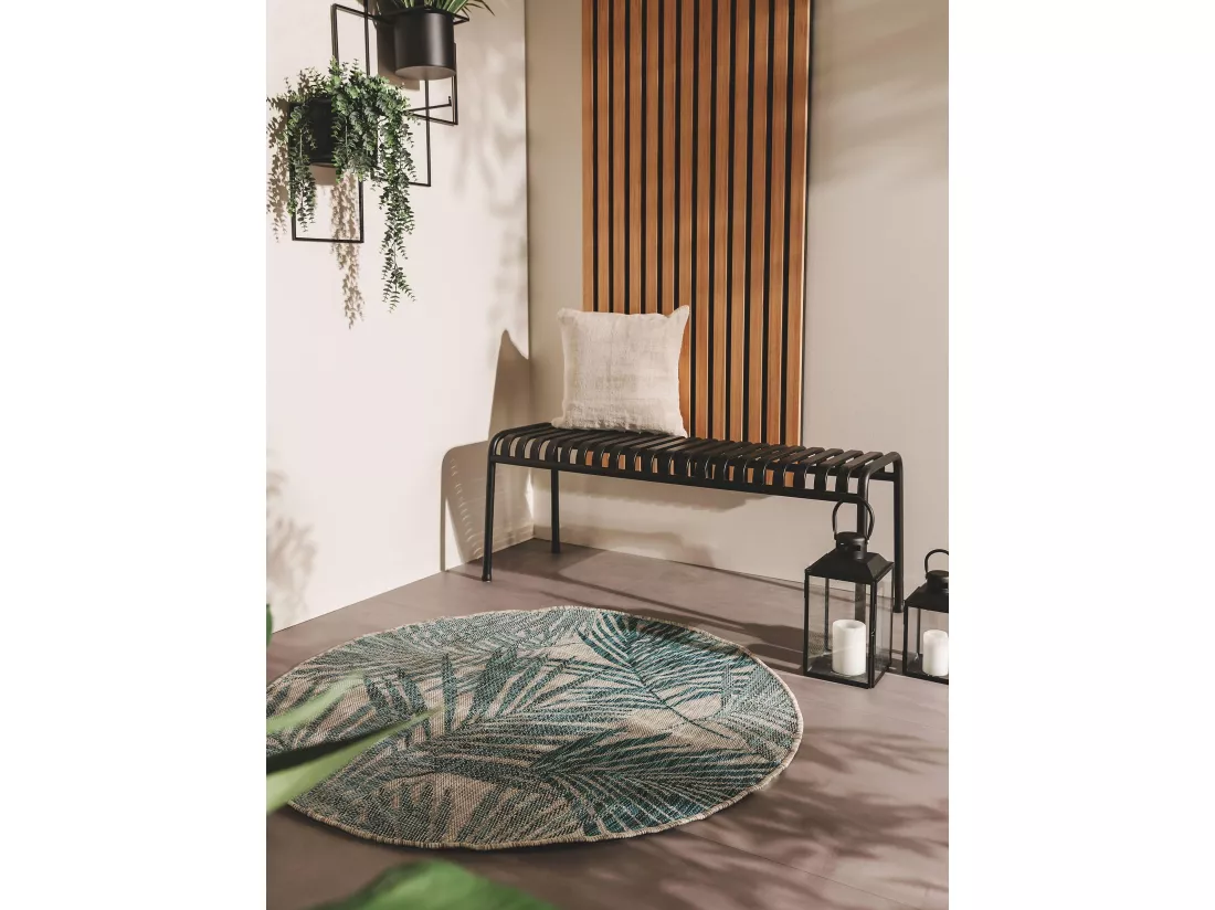 Tapis d'extérieur & intérieur rond Cleo Bleu ø 150 cm rond