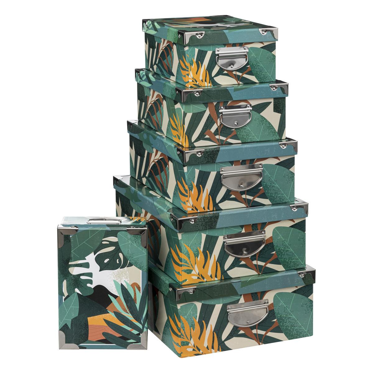 BOITE COINS METAL IMPRIME TROPIQUE D.44X31X15CM