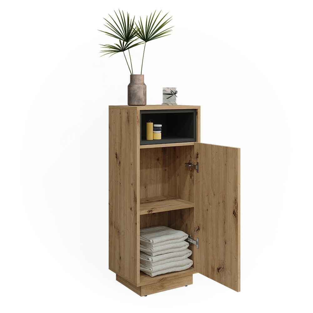 Vicco Midischrank Badschrank Badezimmermöbel Beatrice Eiche Anthrazit modern 38x93 Badezimmer Schrank Badmöbel Schranktür Schrankfach Ablage Aufbewahrung
