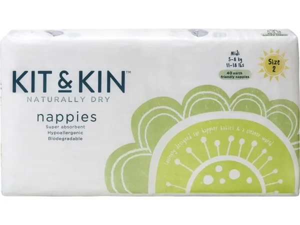 Kit and Kin Bionedbrydelige bleer 2, 5-8 kg, 40 stk.