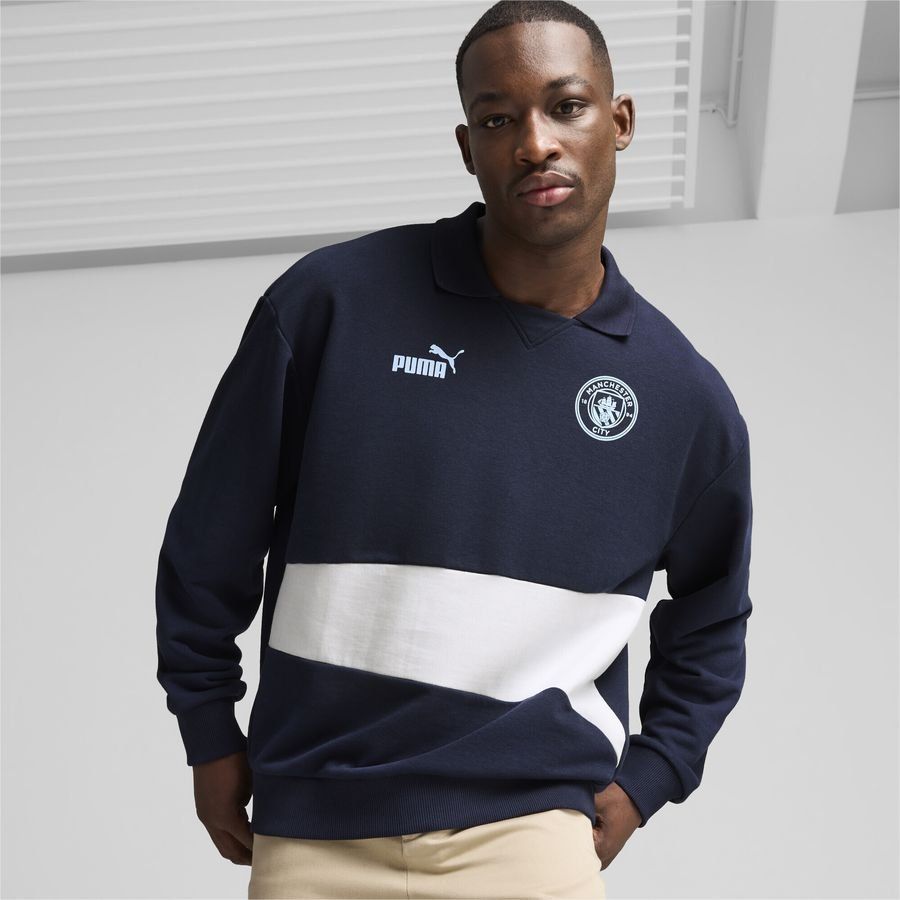 MCFC ftblCulture  Sweat Drill Top Club Navy-Silver Mist