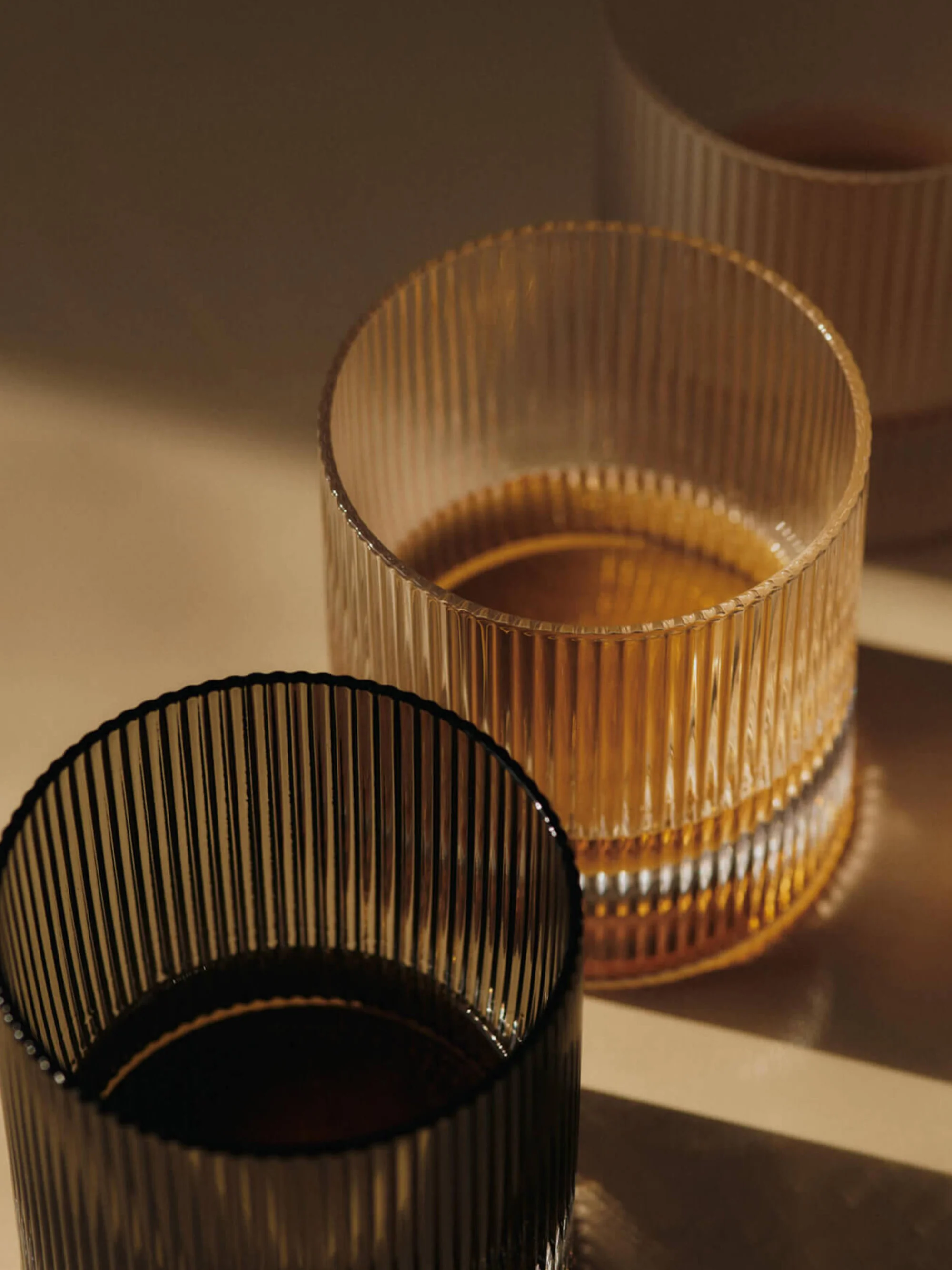 Mondgeblazen glazen tumblers Ripple, 2-delig