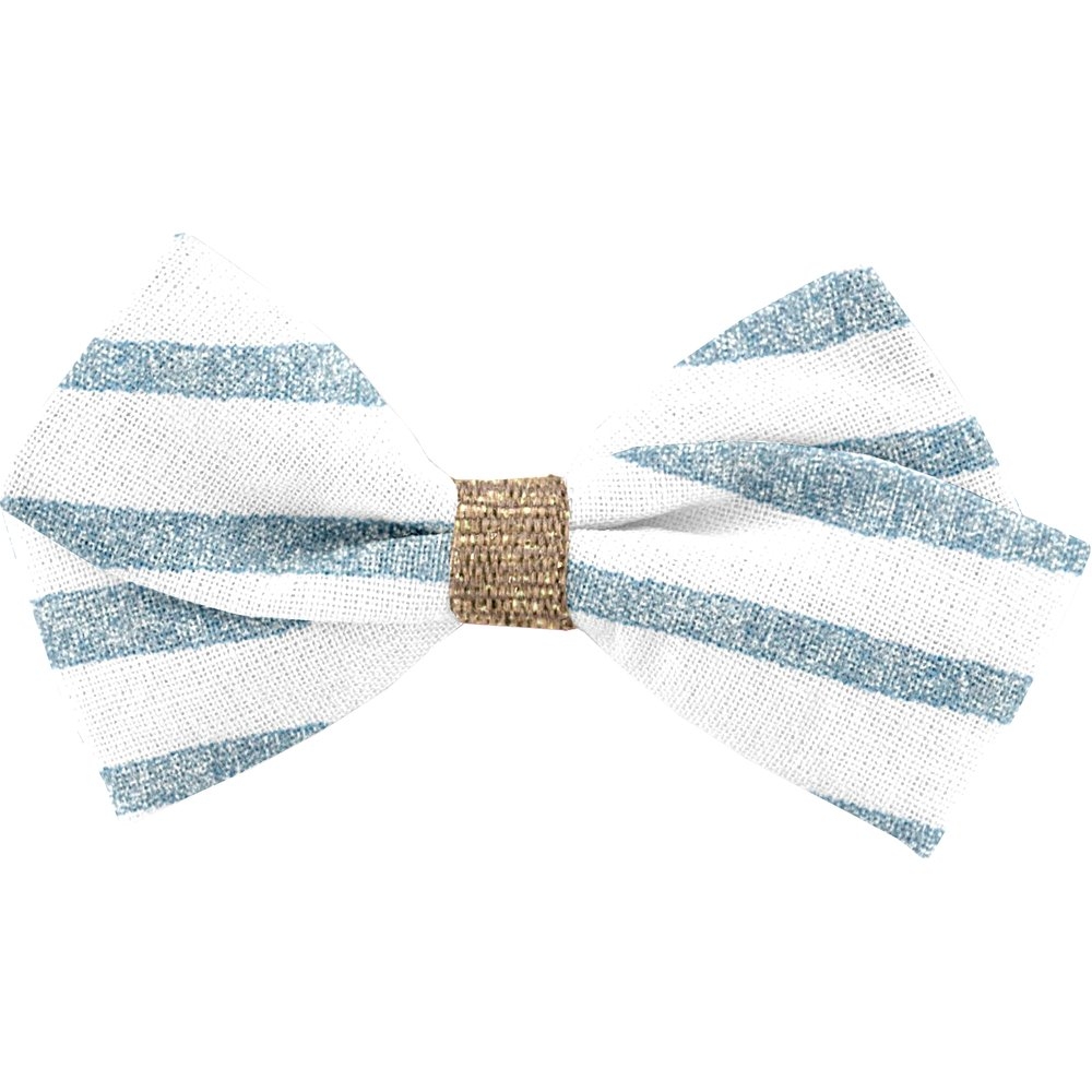 Petite Barrette Double Noeud Croisé Rayé Bleu Blanc