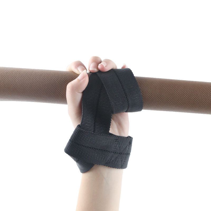 (1 Paar) 60x4cm Zughilfe Bandage für Krafttraining / Kreuzheben / Bodybuilding / Fitness - Schwarz