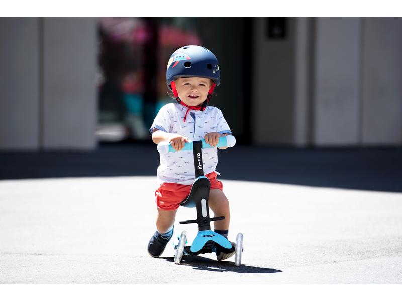 Micro Mobility Kickboard Mini2Grow Deluxe Magic LED, Blue All-in-one Scooter für die ersten Lebensjahre