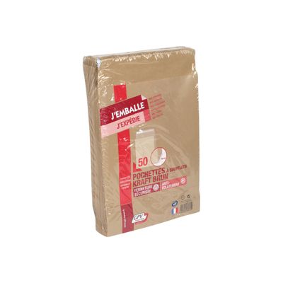 GPV Pack'n Post - 50 Pochettes kraft à soufflets 260 x 330 mm - 120 gr - bande auto-adhésive