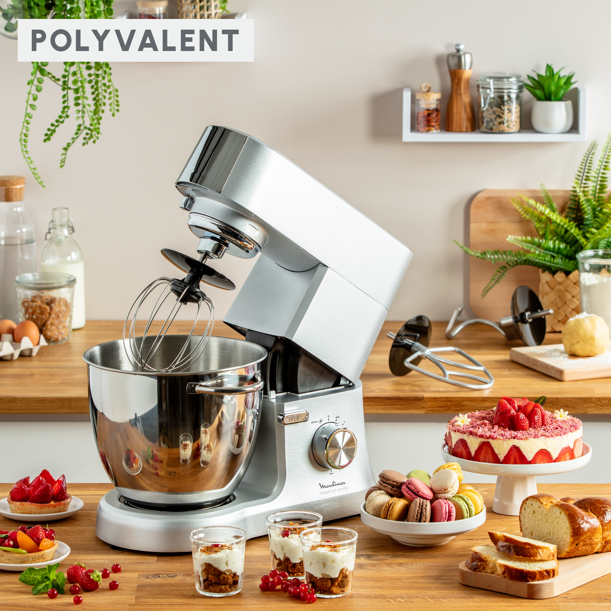 Masterchef Grande, Robot pâtissier, 1500W, 6,7L, pétrin, batteur, fouet + livre recettes