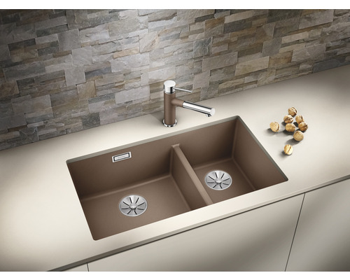 Blanco SUBLINE 430/270-U spoelbak, 755 x 460 mm, cafe 523160, 1 bak, zonder afdruiprek, bak rechts