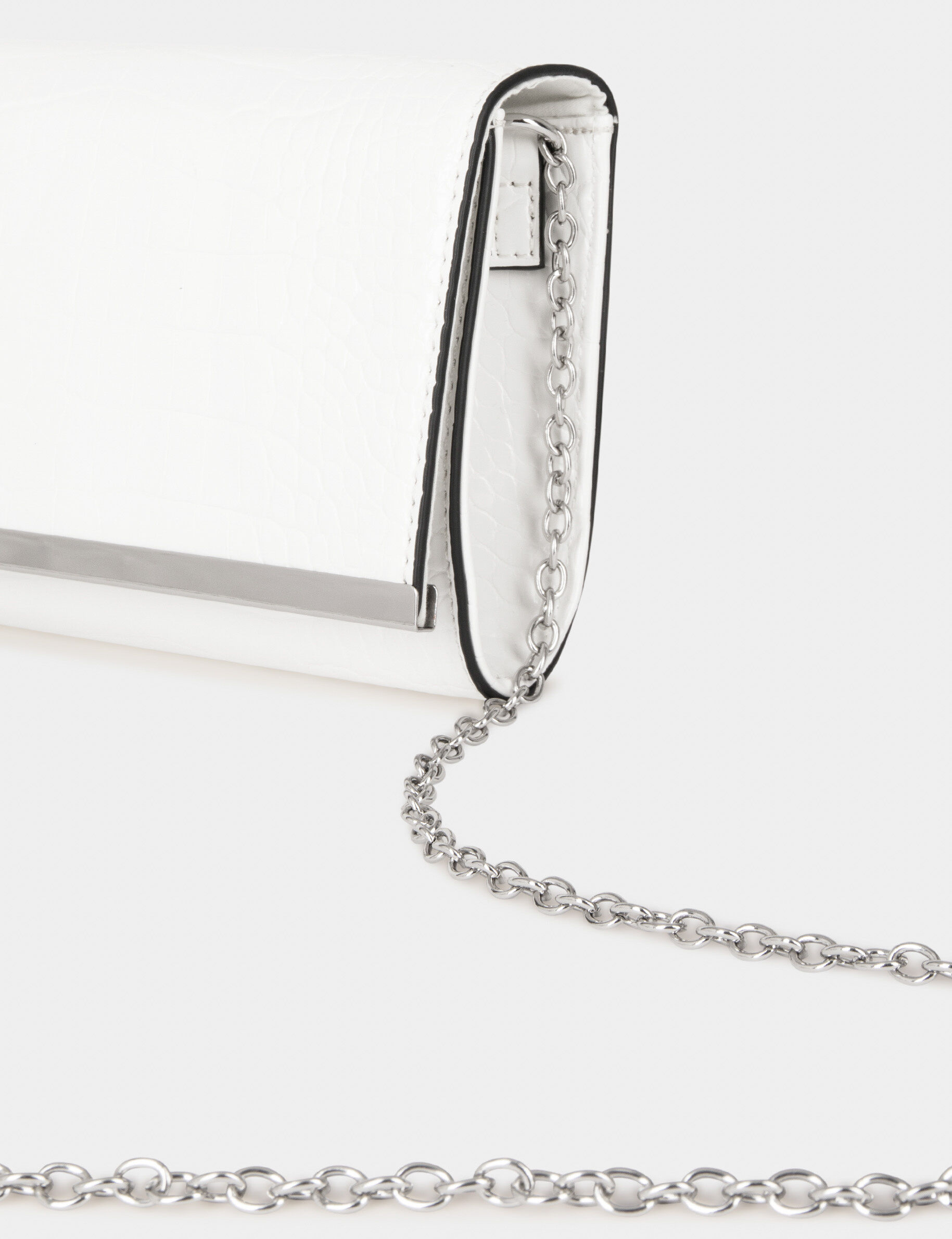 Sac pochette effet croco blanc femme - blanc