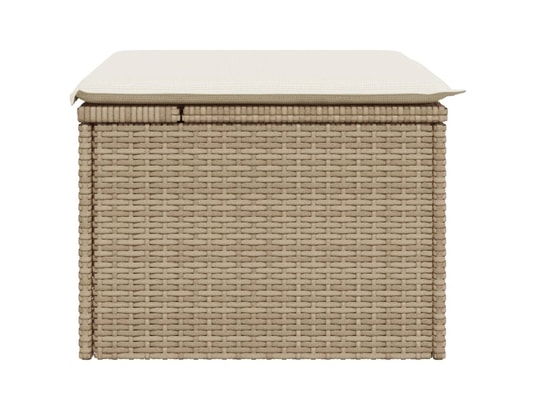 VIDAXL - Pouf Tabouret de jardin avec coussin beige 55x55x37cm résine tres...