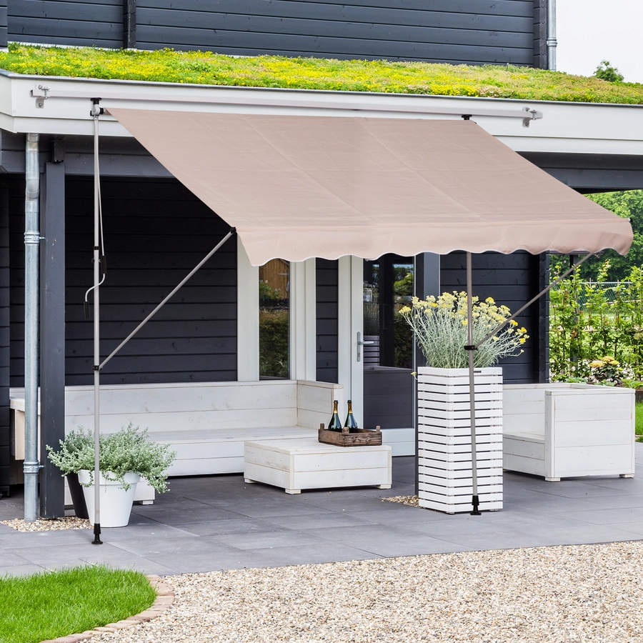 Outsunny Klemmmarkise mit Faltarm beige